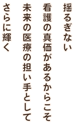 揺るぎない看護の真価があるからこそ、未来の医療の担い手としてさらに輝く
